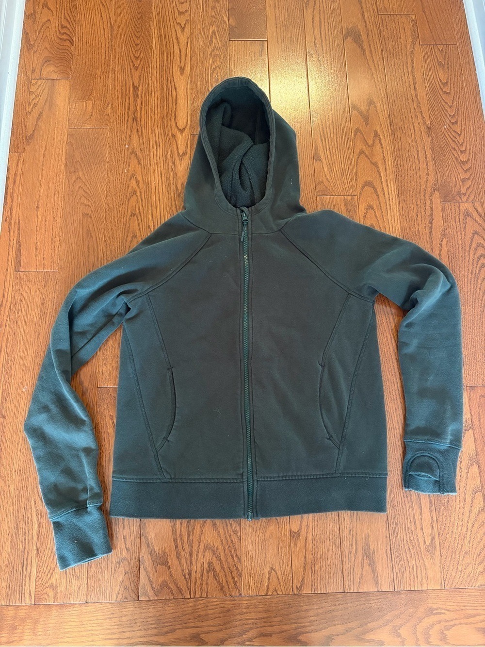 Women's Hooded Zip Sweater - Dark Green - Size Small